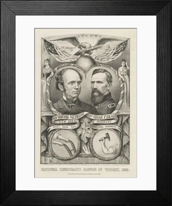 Framed Print : National Democratic banner of victory, 1868 Framed Print : National Democratic banner of victory, 1868