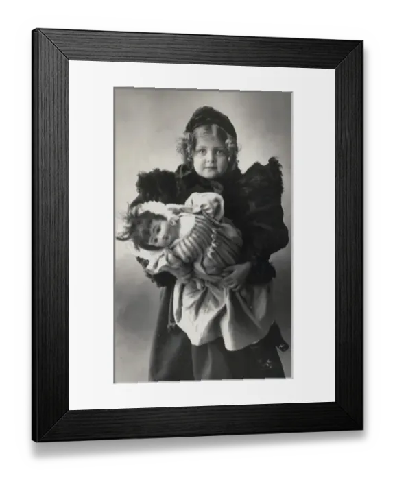 Framed Print : J. 36. J.36. Photograph shows a young girl dressed in a fur-trimmed coat Framed Print : J. 36. J.36. Photograph shows a young girl dressed in a fur-trimmed coat