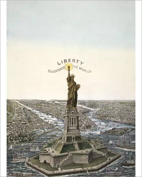 New York. Bartholdi Statue of Liberty, erected on Bedloes I