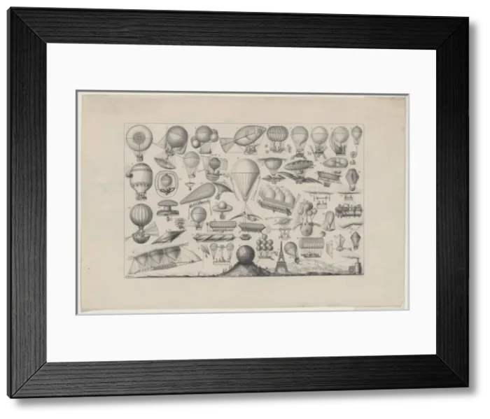 Framed Print : Balloons, airships, and other flying machines designed with Framed Print : Balloons, airships, and other flying machines designed with