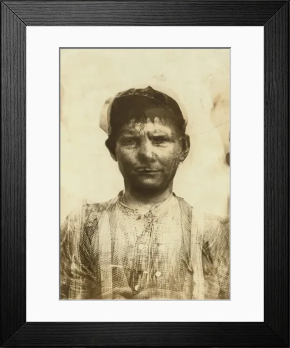 Framed Print : Composite photograph of child laborer made from cotton mill Framed Print : Composite photograph of child laborer made from cotton mill