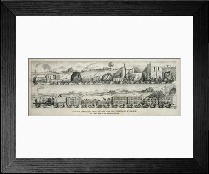 Framed Print : Pack und transport dampfwagen auf der eisenbahn zwischen Liv Framed Print : Pack und transport dampfwagen auf der eisenbahn zwischen Liv