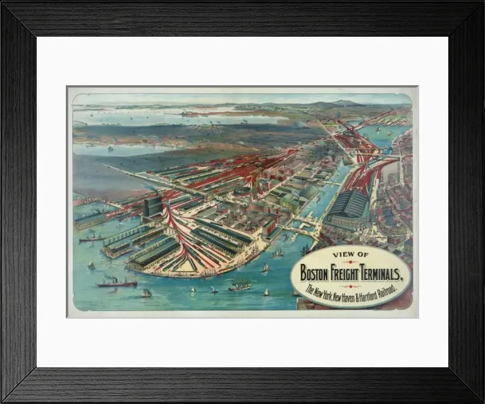 Framed Print : View of Boston freight terminals, The New York, New Haven Framed Print : View of Boston freight terminals, The New York, New Haven