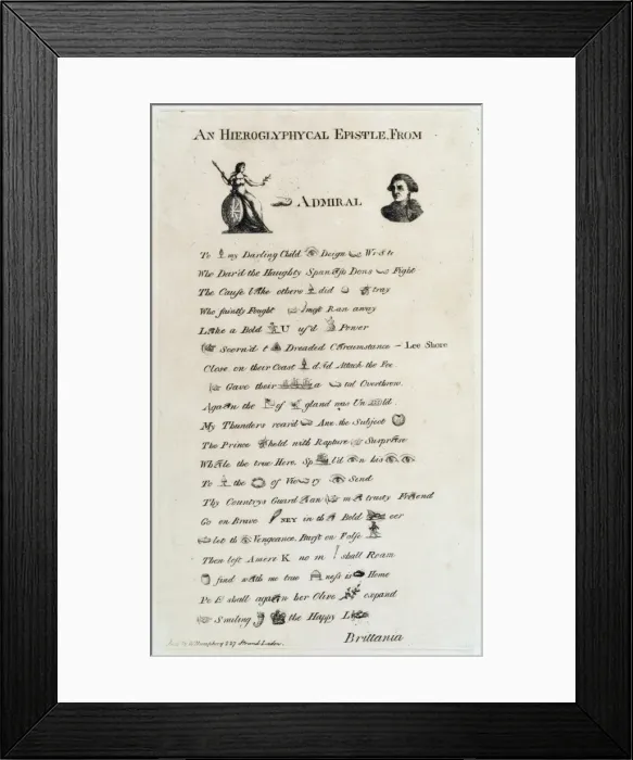 Framed Print : An hieroglyphycal epistle from Britannia toe Admiral Rodney Framed Print : An hieroglyphycal epistle from Britannia toe Admiral Rodney