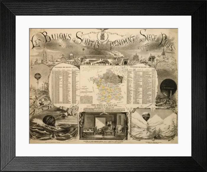Framed Print : Le ballons sortis pendant le Siege de Paris, 1870-1871 Framed Print : Le ballons sortis pendant le Siege de Paris, 1870-1871