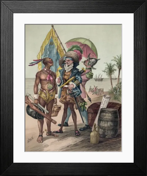 Framed Print : The landing of Columbus 1492 Framed Print : The landing of Columbus 1492