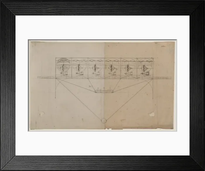 Framed Print : Design drawing for a navigational system for an airship empl Framed Print : Design drawing for a navigational system for an airship empl