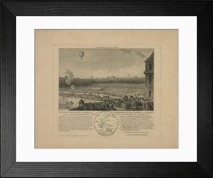 Framed Print : Seconds voyageurs aeriens, ou experience de MM. Charles et R Framed Print : Seconds voyageurs aeriens, ou experience de MM. Charles et R
