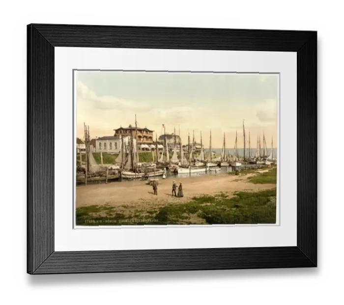 Framed Print : Hotels and inland harbor, Busum, Schleswig-Holstein, Germany Framed Print : Hotels and inland harbor, Busum, Schleswig-Holstein, Germany