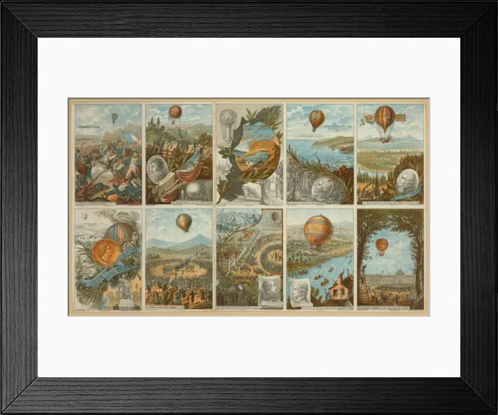Framed Print : Collecting cards with pictures of events in ballooning histo Framed Print : Collecting cards with pictures of events in ballooning histo