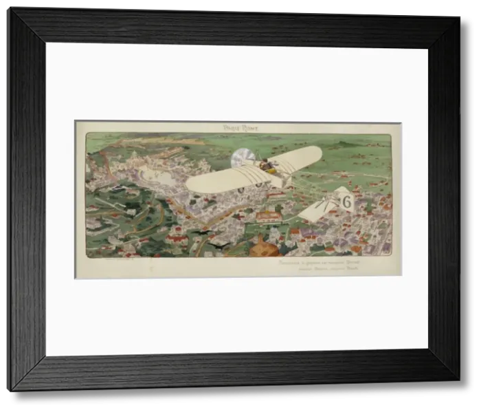 Framed Print : Paris-Rome. Beaumont le gagnant sur monoplan Bleriot, moteur Framed Print : Paris-Rome. Beaumont le gagnant sur monoplan Bleriot, moteur