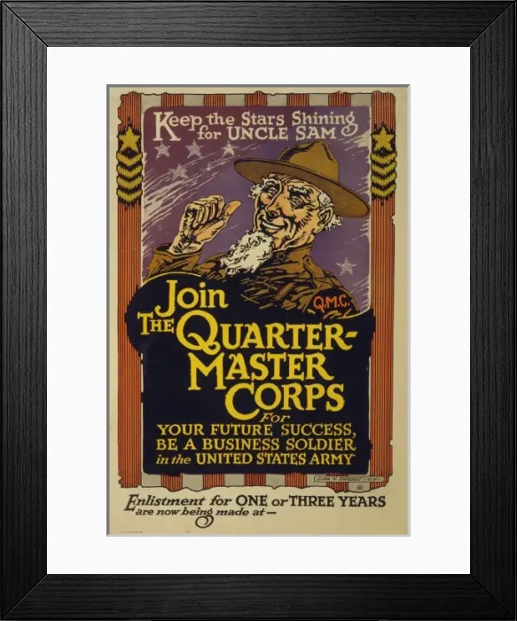 Framed Print : Keep the stars shining for Uncle Sam - Join the Quartermaste Framed Print : Keep the stars shining for Uncle Sam - Join the Quartermaste