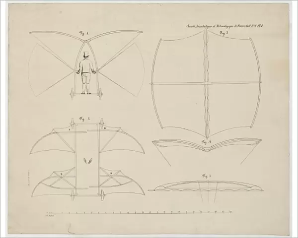 Design drawing for a man-powered flying machine designed by