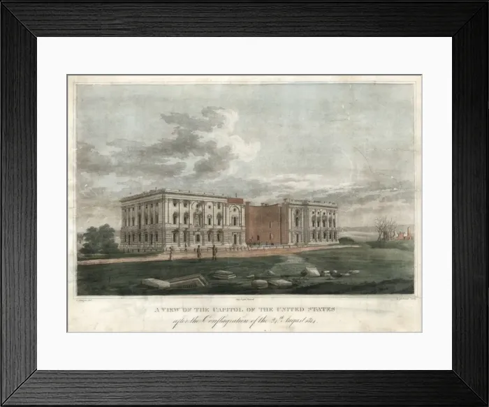 Framed Print : A view of the Capitol after the conflagration of the 24th Au Framed Print : A view of the Capitol after the conflagration of the 24th Au