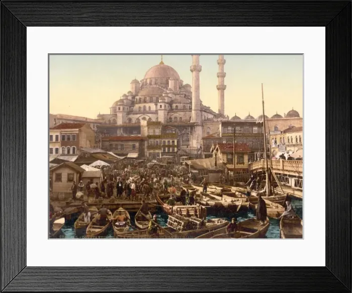 Framed Print : Yeni Cami mosque and Eminonu bazaar, Constantinople, Turkey Framed Print : Yeni Cami mosque and Eminonu bazaar, Constantinople, Turkey