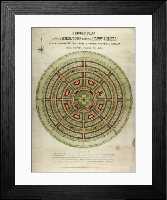 Framed Print : Ground plan of the model town for the happy colony to be est Framed Print : Ground plan of the model town for the happy colony to be est