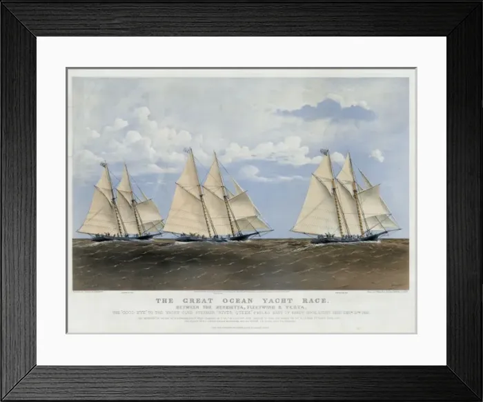 Framed Print : The great ocean yacht race between the Henrietta, Fleetwing Framed Print : The great ocean yacht race between the Henrietta, Fleetwing