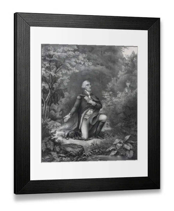 Framed Print : Gen. Geo. Washington in prayer at Valley Forge Framed Print : Gen. Geo. Washington in prayer at Valley Forge