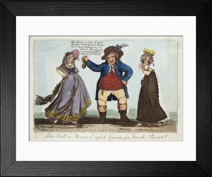 Framed Print : John Bull in Paris; or, English guineas for French pleasure Framed Print : John Bull in Paris; or, English guineas for French pleasure