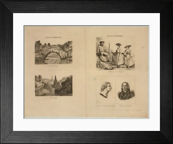 Framed Print : Double profile portrait of the Montgolfier brothers, French Framed Print : Double profile portrait of the Montgolfier brothers, French