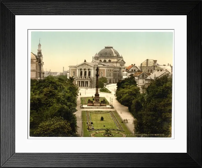 Framed Print : Theatre and Promenade, Halle, German Saxony, Germany Framed Print : Theatre and Promenade, Halle, German Saxony, Germany