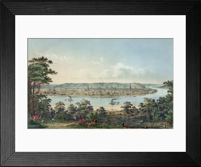 Framed Print : Cincinnati- from a point west of Covington, KY Framed Print : Cincinnati- from a point west of Covington, KY