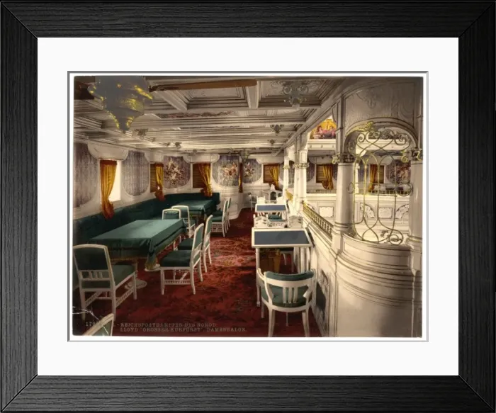 Framed Print : Grosser Kurfurst, Ladies cabin, North German Lloyd, Royal M Framed Print : Grosser Kurfurst, Ladies cabin, North German Lloyd, Royal M