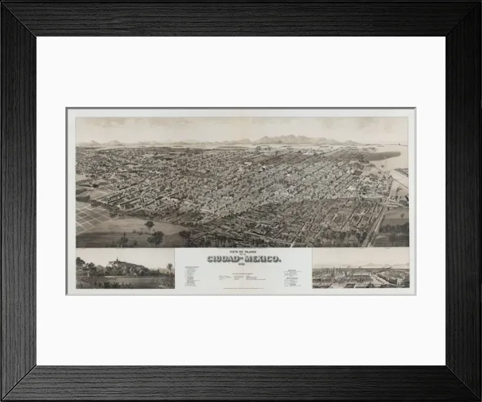 Framed Print : Vista de pajaro de la ciudad de Mexico, 1890 Framed Print : Vista de pajaro de la ciudad de Mexico, 1890