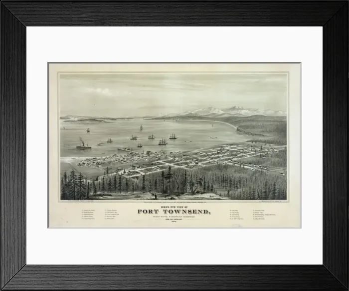 Framed Print : Birds eye view of Port Townsend, Puget Sound, Washington Te Framed Print : Birds eye view of Port Townsend, Puget Sound, Washington Te