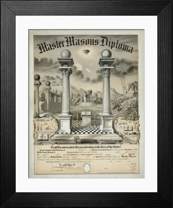 Framed Print : Master Masons diploma Framed Print : Master Masons diploma