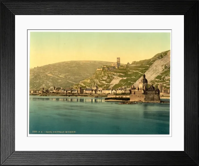 Framed Print : The Pfalz on the Rhine, Coub (i. e. Kaub), the Rhine, German Framed Print : The Pfalz on the Rhine, Coub (i. e. Kaub), the Rhine, German
