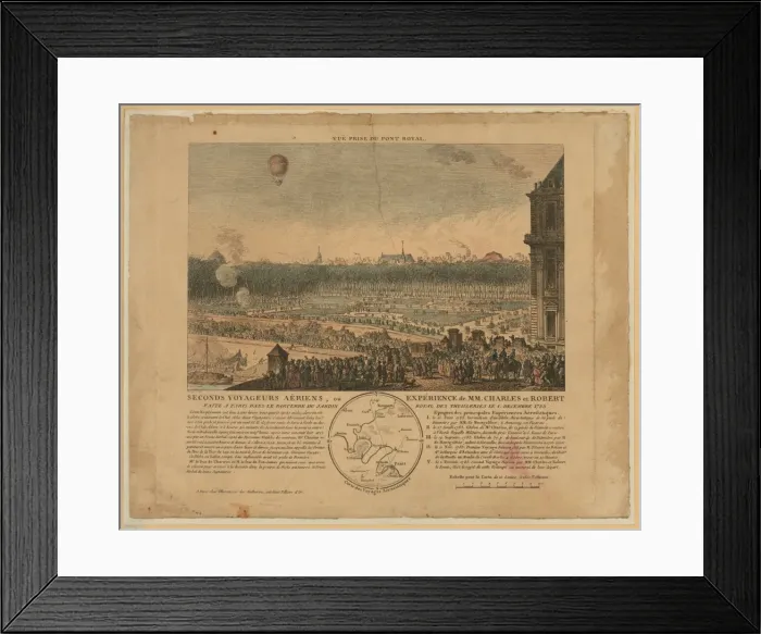 Framed Print : Seconds voyageurs aeriens, ou experience de MM. Charles et R Framed Print : Seconds voyageurs aeriens, ou experience de MM. Charles et R