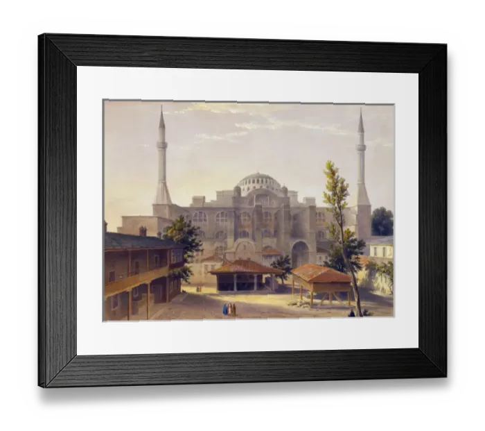Framed Print : Print shows madrasah courtyard and exterior of Ayasofya Mosq