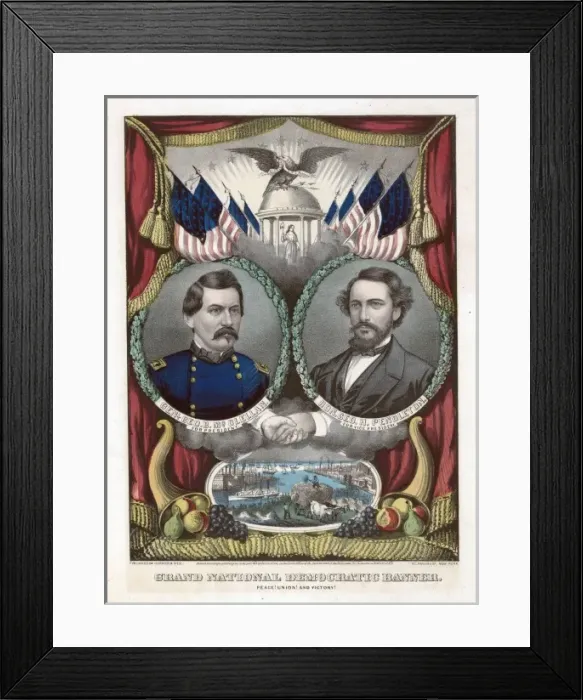 Framed Print : Grand National Democratic banner. Peace! Union! and victory Framed Print : Grand National Democratic banner. Peace! Union! and victory