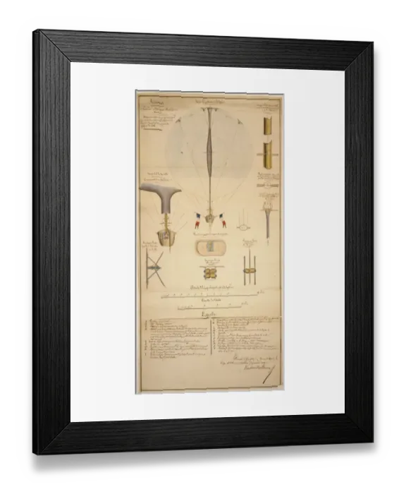 Framed Print : Aerostat systeme Vaussin Chardanne (brevete). moyens simples Framed Print : Aerostat systeme Vaussin Chardanne (brevete). moyens simples