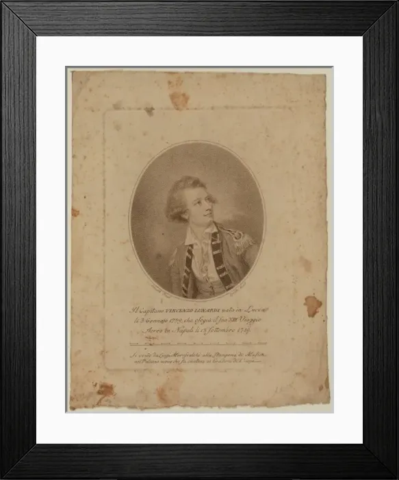 Framed Print : Il Capitano Vincenzo Lunardi, nato in Lucca li 3 gennajo 175 Framed Print : Il Capitano Vincenzo Lunardi, nato in Lucca li 3 gennajo 175