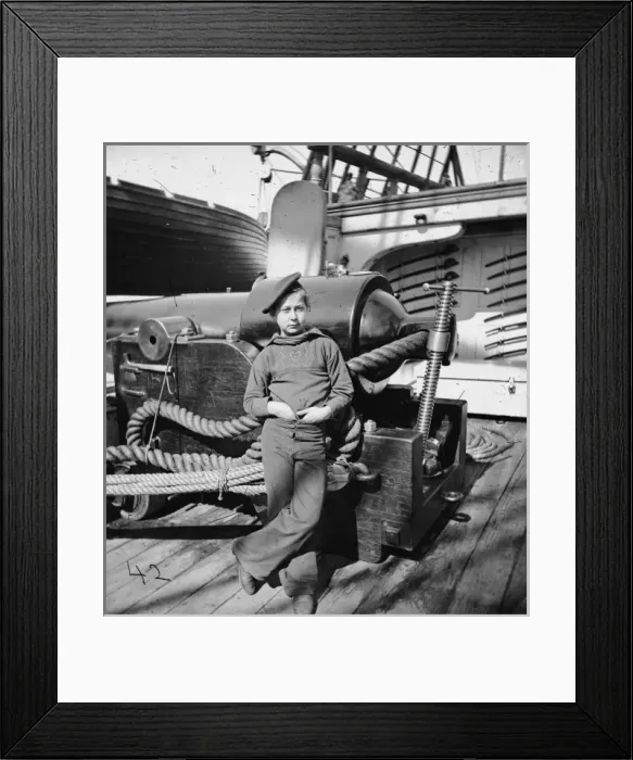 Framed Print : Powder monkey by gun of USS. New Hampshire off Charleston, S Framed Print : Powder monkey by gun of USS. New Hampshire off Charleston, S