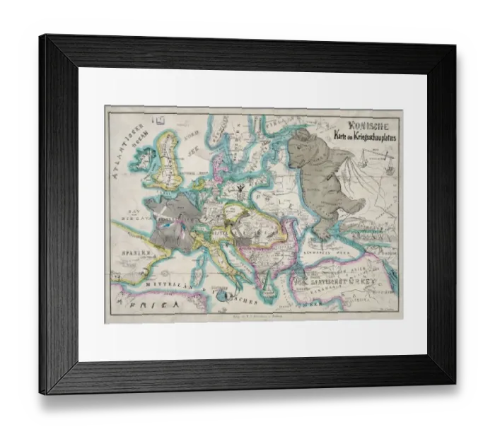 Framed Print : Komische karte des Kriegsschauplatzes Framed Print : Komische karte des Kriegsschauplatzes