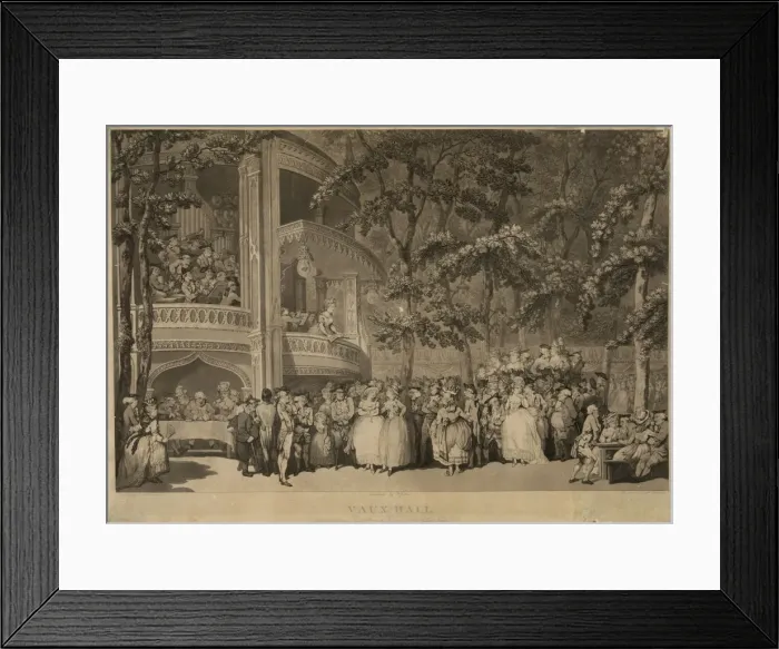 Framed Print : Vaux-Hall. Print showing large crowd gathered before pavilion in Vauxhall Framed Print : Vaux-Hall. Print showing large crowd gathered before pavilion in Vauxhall