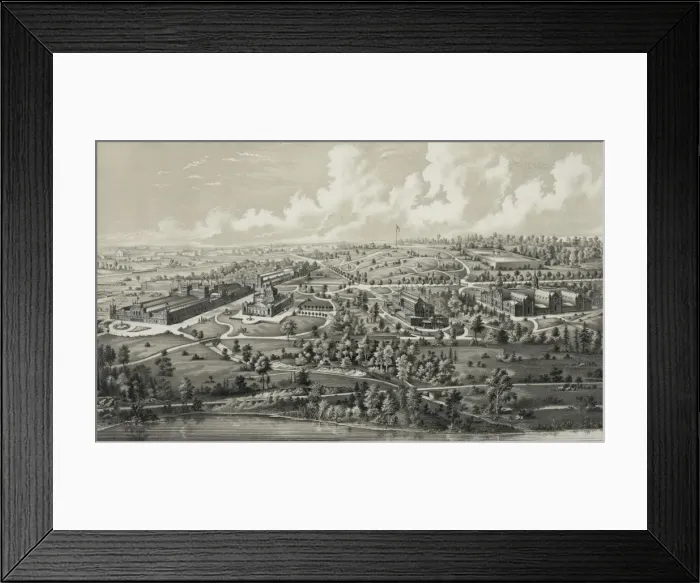 Framed Print : Birds eye view of the international exhibition buildings, Ph Framed Print : Birds eye view of the international exhibition buildings, Ph
