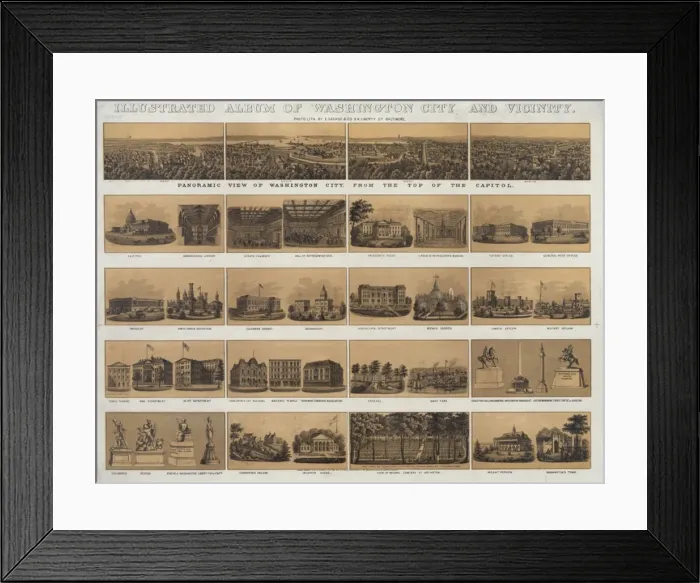 Framed Print : Illustrated album of Washington City and vicinity - panorami Framed Print : Illustrated album of Washington City and vicinity - panorami