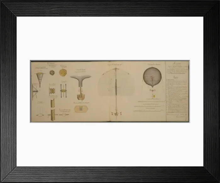 Framed Print : Aerostat systeme Vaussin Chardanne (brevete). Moyens simples Framed Print : Aerostat systeme Vaussin Chardanne (brevete). Moyens simples