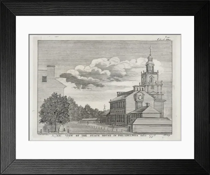 Framed Print : A N. W. view of the state house in Philadelphia taken 1778 Framed Print : A N. W. view of the state house in Philadelphia taken 1778
