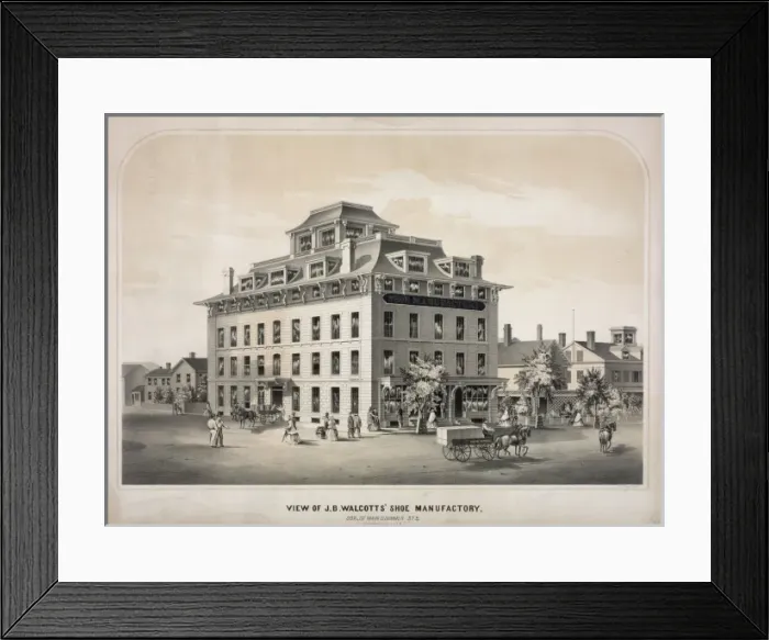 Framed Print : View of J. B. Walcotts shoe manufactory Framed Print : View of J. B. Walcotts shoe manufactory