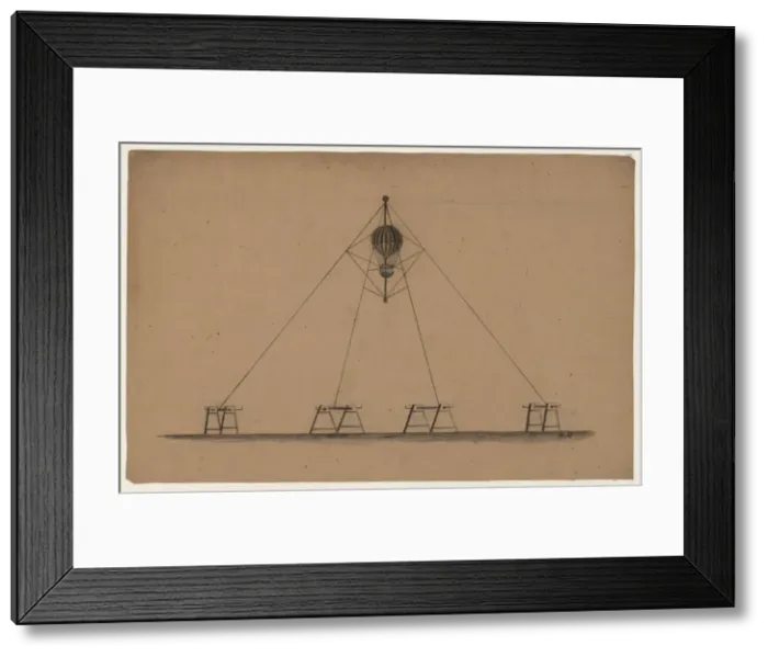 Framed Print : Design drawing for system to raise and lower a captive ballo Framed Print : Design drawing for system to raise and lower a captive ballo