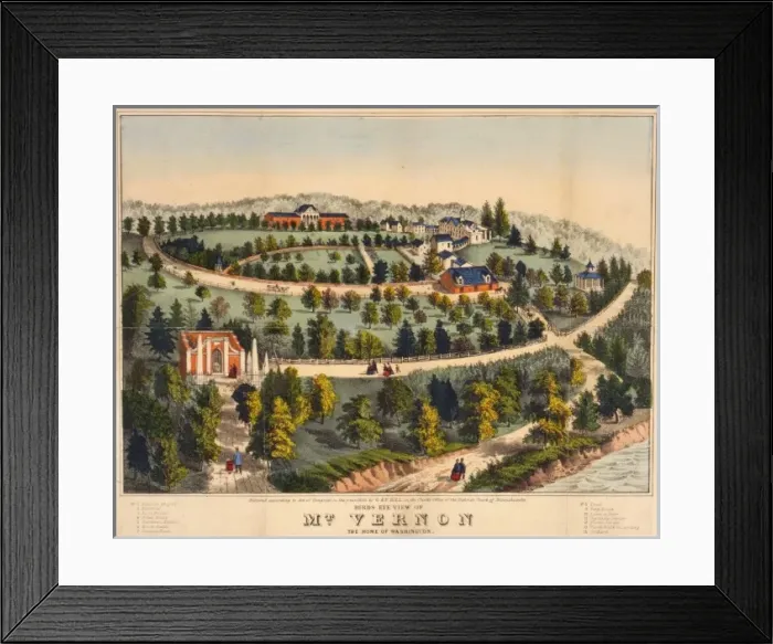 Framed Print : Birds eye view of Mt. Vernon, the home of Washington Framed Print : Birds eye view of Mt. Vernon, the home of Washington