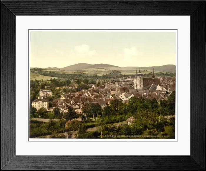 Framed Print : Schmalkalden, with Roteberg and Steinkopf, Thuringia, German Framed Print : Schmalkalden, with Roteberg and Steinkopf, Thuringia, German