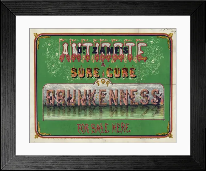 Framed Print : Dr. Zanes antidote - a sure cure for drunkeness - for sale Framed Print : Dr. Zanes antidote - a sure cure for drunkeness - for sale