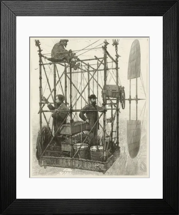Framed Print : Albert Tissandier (left), Gaston Tissandier (right), and an Framed Print : Albert Tissandier (left), Gaston Tissandier (right), and an
