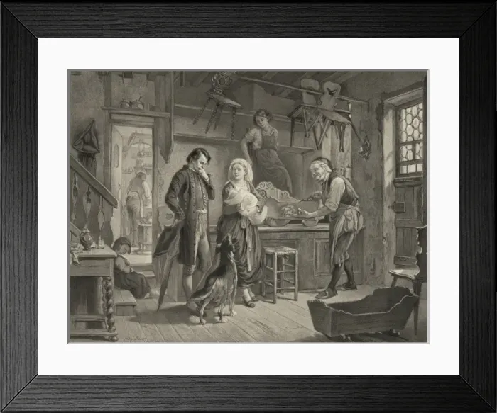 Framed Print : La premiere extravagance. Buying the cradle Framed Print : La premiere extravagance. Buying the cradle